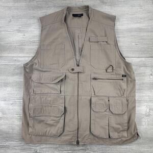 511 Tactical Vest Mens Large Beige Off White Heavy Ripstop Canvas Utility EUC